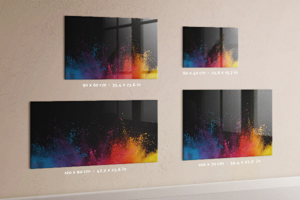 Decoratief glazen wandbord beschrijfbaar en magnetisch Kleurrijke poster voor notities en foto's
