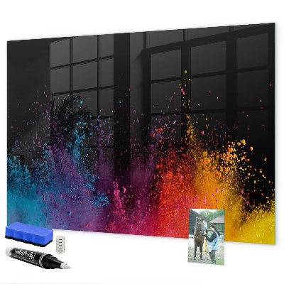 Decoratief glazen wandbord beschrijfbaar en magnetisch Kleurrijke poster voor notities en foto's
