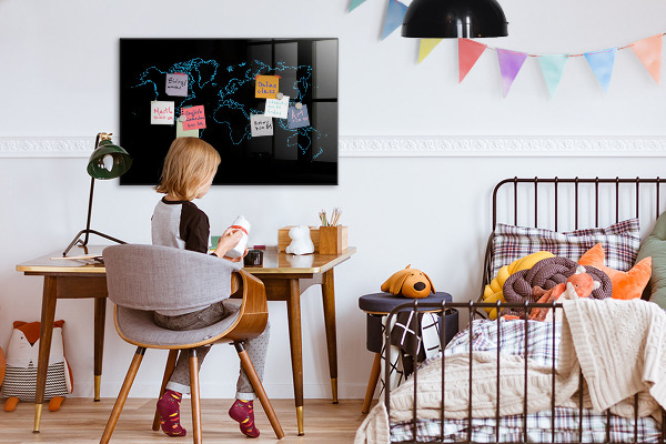 Memobord van glas met print inclusief neodymium magneten Wereldkaart met fotolocaties