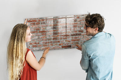 Memobord van glas met print inclusief neodymium magneten Fotobord op een bakstenen muur