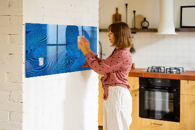 Memobord van glas met print inclusief neodymium magneten Blauw bord voor foto's en notities