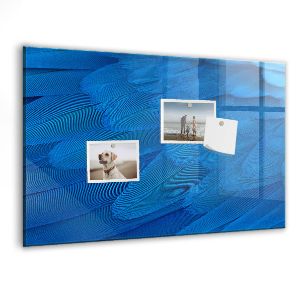Memobord van glas met print inclusief neodymium magneten Blauw bord voor foto's en notities