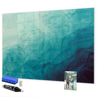 Decoratief glazen wandbord beschrijfbaar en magnetisch Een kleurrijk prikbord voor notities en foto's