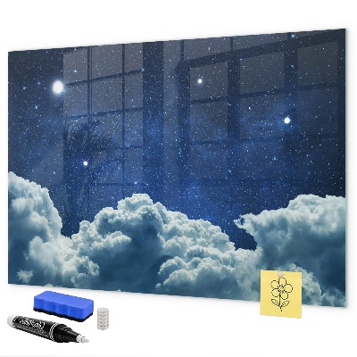 Decoratief glazen wandbord beschrijfbaar en magnetisch Een whiteboard voor notities en foto's