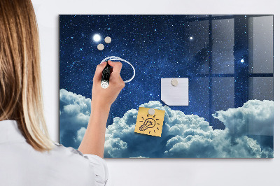 Decoratief glazen wandbord beschrijfbaar en magnetisch Een whiteboard voor notities en foto's