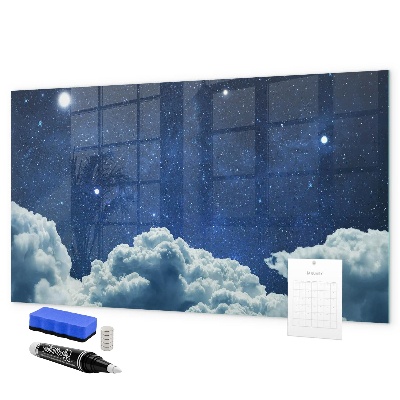 Decoratief glazen wandbord beschrijfbaar en magnetisch Een whiteboard voor notities en foto's