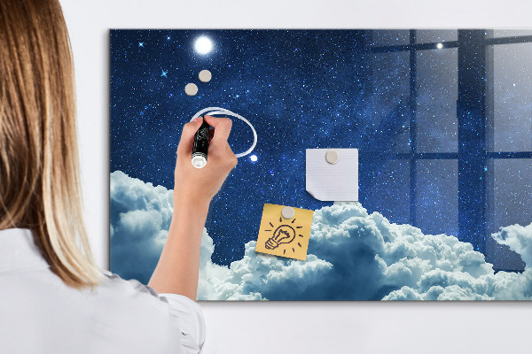 Decoratief glazen wandbord beschrijfbaar en magnetisch Een whiteboard voor notities en foto's
