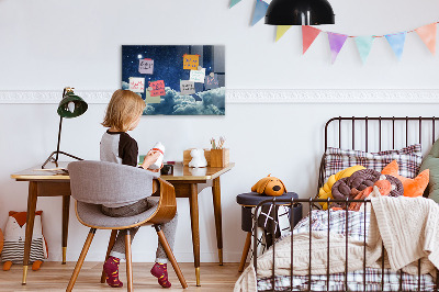 Decoratief glazen wandbord beschrijfbaar en magnetisch Een whiteboard voor notities en foto's