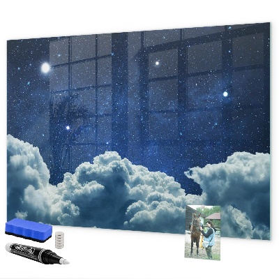 Decoratief glazen wandbord beschrijfbaar en magnetisch Een whiteboard voor notities en foto's