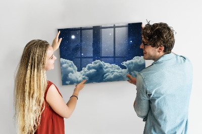 Decoratief glazen wandbord beschrijfbaar en magnetisch Een whiteboard voor notities en foto's