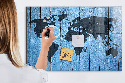 Memobord van glas met print inclusief neodymium magneten Wereldkaart met fotolocaties
