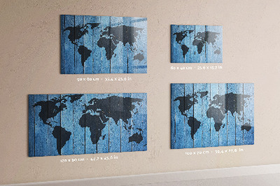 Memobord van glas met print inclusief neodymium magneten Wereldkaart met fotolocaties