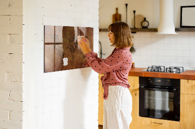 Decoratief glazen wandbord beschrijfbaar en magnetisch Een wereldkaart met persoonlijke herinneringen.