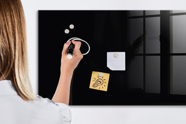 Decoratief glazen wandbord beschrijfbaar en magnetisch Modern prikbord voor notities en foto's