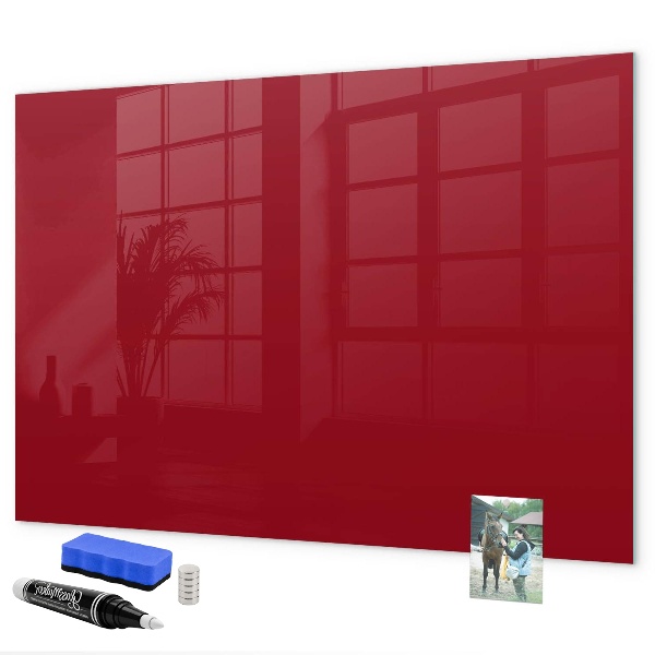 Decoratief glazen wandbord beschrijfbaar en magnetisch Rood bord voor notities en foto's