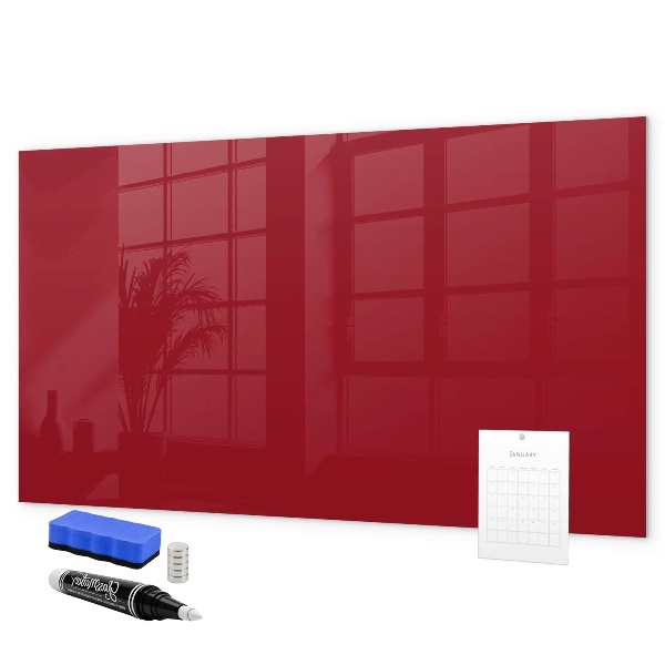 Decoratief glazen wandbord beschrijfbaar en magnetisch Rood bord voor notities en foto's