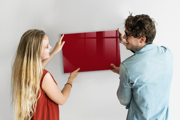 Decoratief glazen wandbord beschrijfbaar en magnetisch Rood bord voor notities en foto's