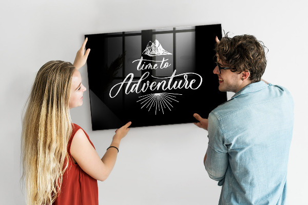 Decoratief glazen wandbord beschrijfbaar en magnetisch Tijd voor een persoonlijk fotoavontuur
