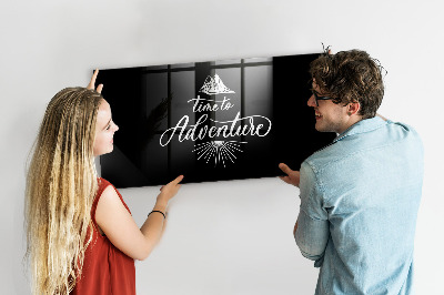 Decoratief glazen wandbord beschrijfbaar en magnetisch Tijd voor een persoonlijk fotoavontuur