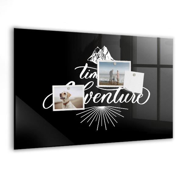 Decoratief glazen wandbord beschrijfbaar en magnetisch Tijd voor een persoonlijk fotoavontuur