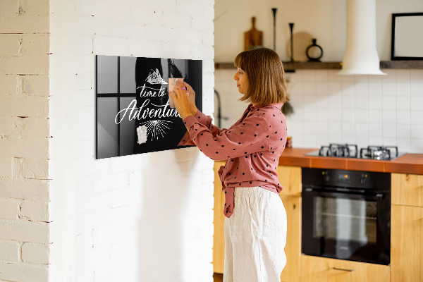 Decoratief glazen wandbord beschrijfbaar en magnetisch Tijd voor een persoonlijk fotoavontuur
