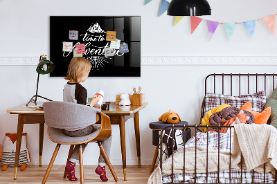 Decoratief glazen wandbord beschrijfbaar en magnetisch Tijd voor een persoonlijk fotoavontuur