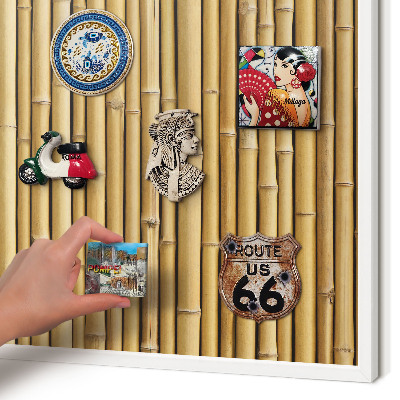 Magnetisch bord voor de muur met witte lijst Bamboe patroon