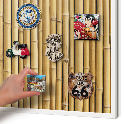 Magnetisch bord voor de muur met witte lijst Bamboe patroon