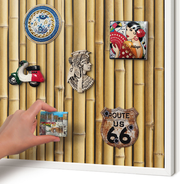 Magnetisch bord voor de muur met witte lijst Bamboe patroon