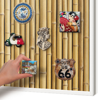Magnetisch bord voor de muur met witte lijst Bamboe patroon