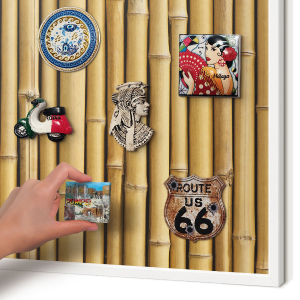 Magnetisch bord voor de muur met witte lijst Bamboe patroon