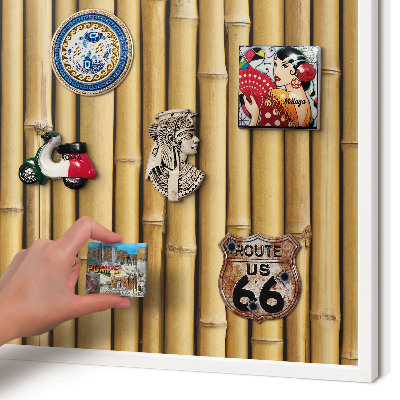 Magnetisch bord voor de muur met witte lijst Bamboe patroon