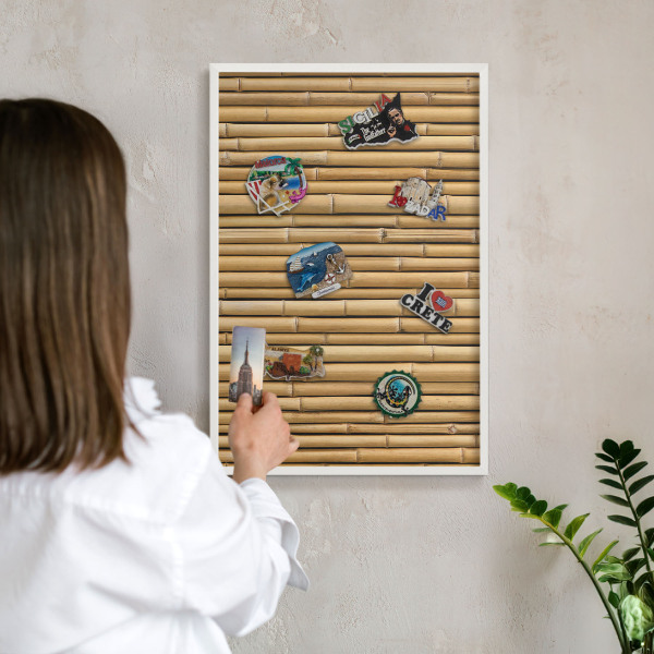 Magnetisch bord voor de muur met witte lijst Bamboe patroon