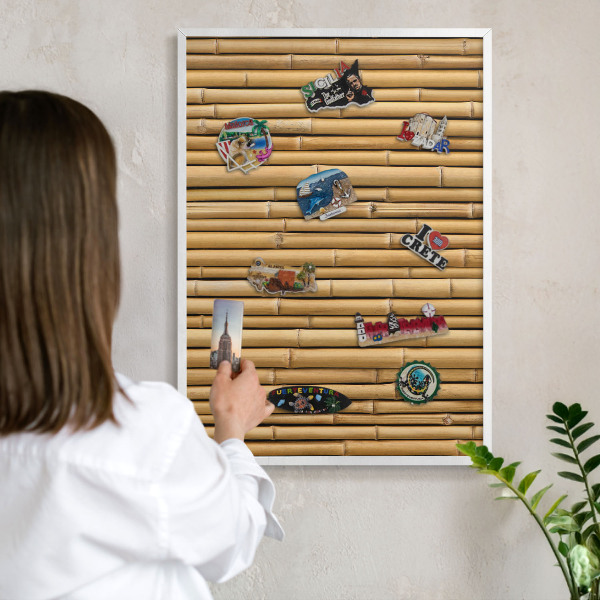 Magnetisch bord voor de muur met witte lijst Bamboe patroon
