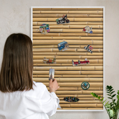 Magnetisch bord voor de muur met witte lijst Bamboe patroon