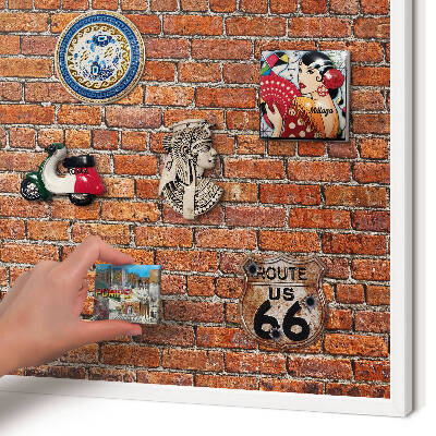 Magnetisch bord van metaal in een witte lijst Baksteenmotief