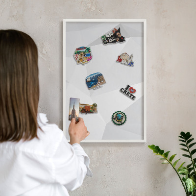 Magnetisch bord voor de muur met witte lijst Witte geometrie