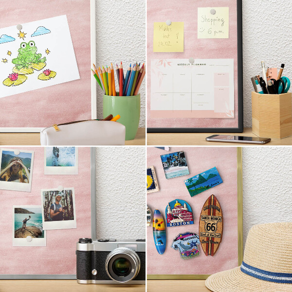 Magnetisch bord voor de muur met witte lijst Roze textuur