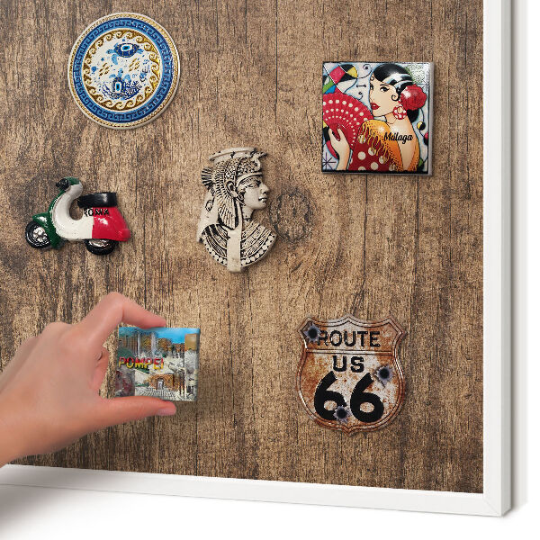 Magnetisch bord voor de muur met witte lijst Houtstructuur