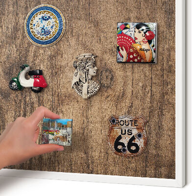 Magnetisch bord voor de muur met witte lijst Houtstructuur