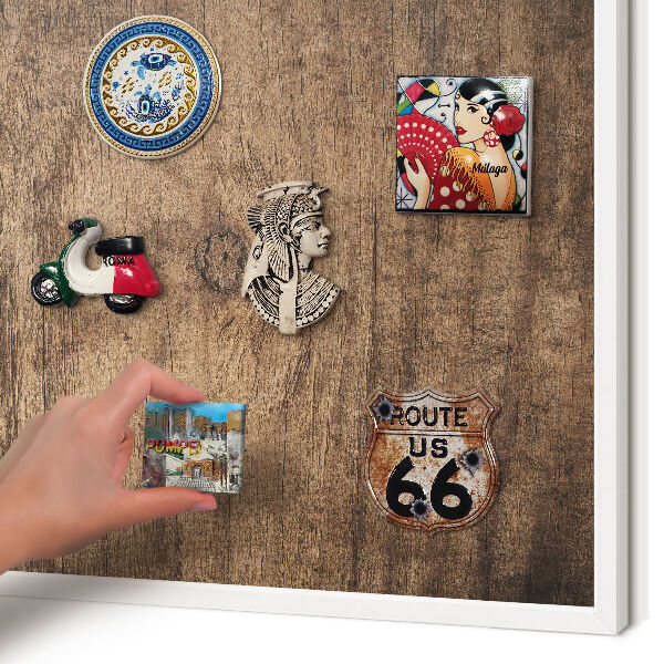 Magnetisch bord voor de muur met witte lijst Houtstructuur