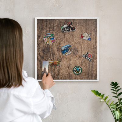 Magnetisch bord voor de muur met witte lijst Houtstructuur