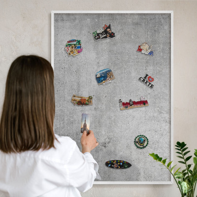 Magnetisch bord van metaal in een witte lijst Concrete minimalisme