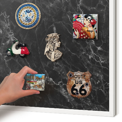 Magnetisch bord voor de muur met witte lijst Zwart marmer