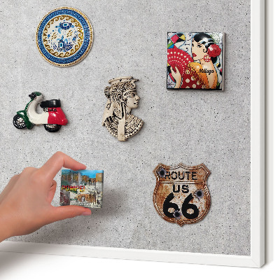 Magnetisch bord voor de muur met witte lijst Grijze textuur
