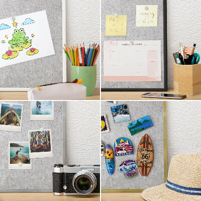 Magnetisch bord voor de muur met witte lijst Grijze textuur
