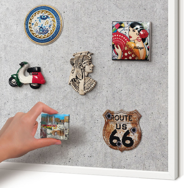 Magnetisch bord voor de muur met witte lijst Grijze textuur