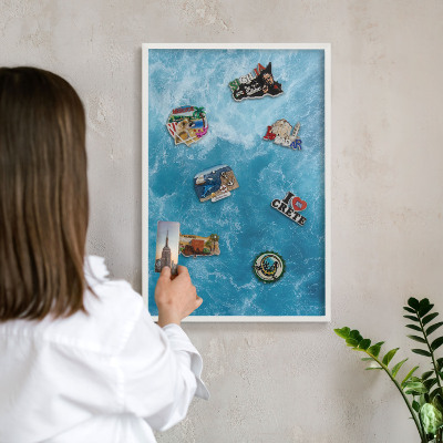 Magnetisch bord voor de muur met witte lijst Oceaangolven