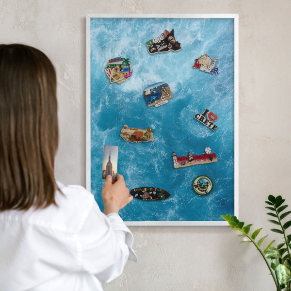 Magnetisch bord voor de muur met witte lijst Oceaangolven