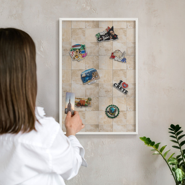 Magnetisch bord voor de muur met witte lijst Neutrale elegantie